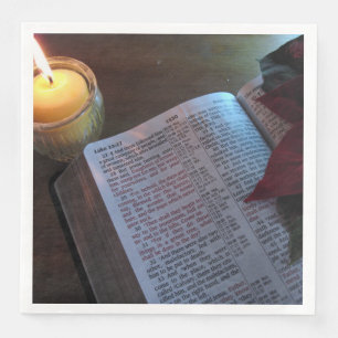 Bibel & Kerze Weiße Standard-Abendessen-Papier-Ser Serviette