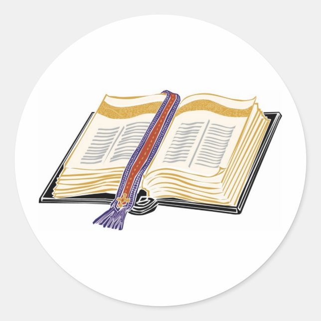 Bibel mit Woven-Lesezeichen Runder Aufkleber (Vorderseite)
