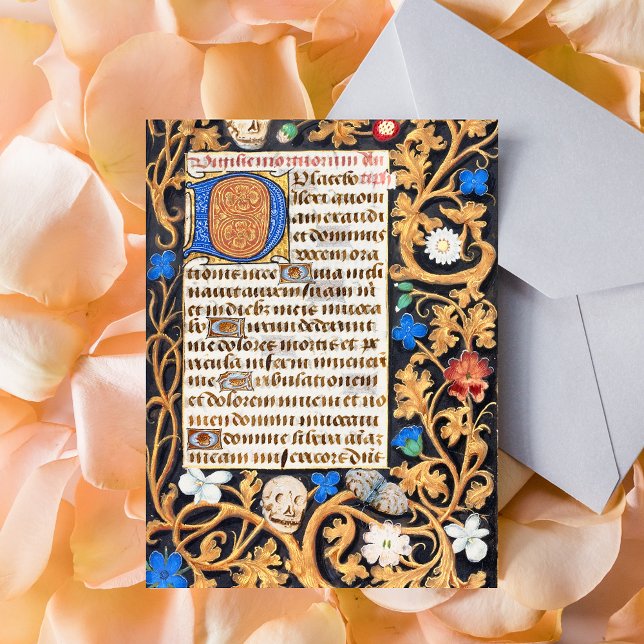 Bibel Psalm 114 mittelalterliches Manuskript - Mem Postkarte (Bible Psalm 114 Medieval Manuscript - Memento Mori Catholic Christian Lent Postcard)