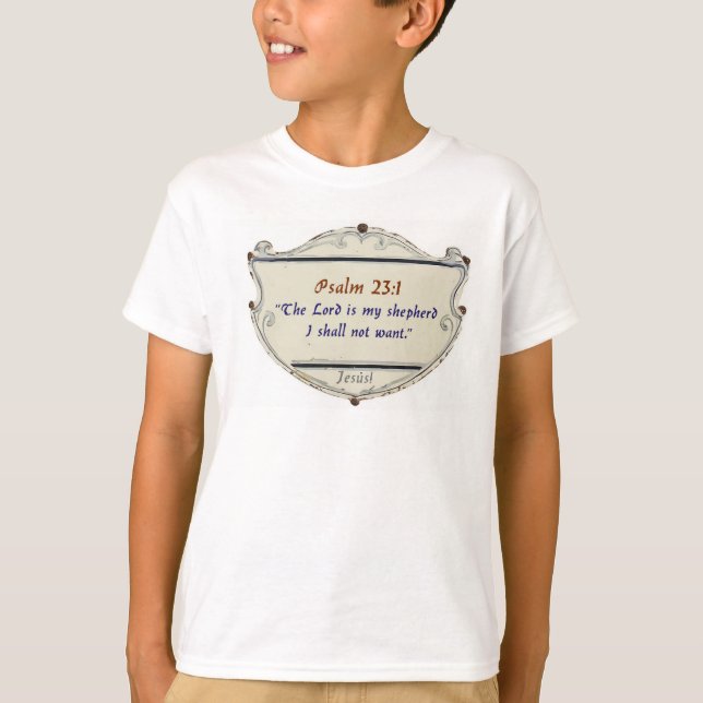 Bibel Psalm 23:1 Schild Kinder T-Shirt (Vorderseite)