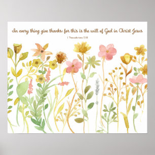Bibel Schrift 1 Thessalonicher 5:11 Wildblumen Poster