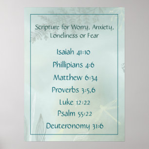 Bibel-Schrift für Sorge Angst, Einsamkeit Furcht Poster