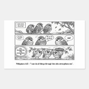 Bibel-Schrift Philippus Cartoon-Spatz-Kunst Rechteckiger Aufkleber