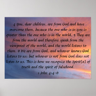 Bibel Vers 1 John 4:4-6 Poster