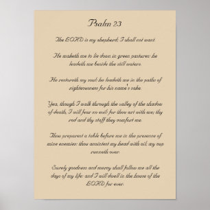 Bibel-Vers-Grafik, Psalm 23 Poster