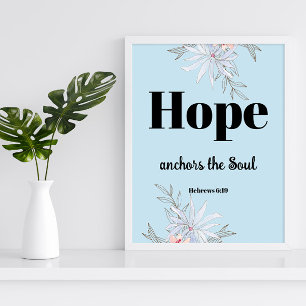 Bibel Vers Hebrews Blue Floral Poster