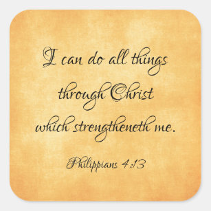 Bibel-Vers: Ich kann alle Sachen durch Christus Quadratischer Aufkleber