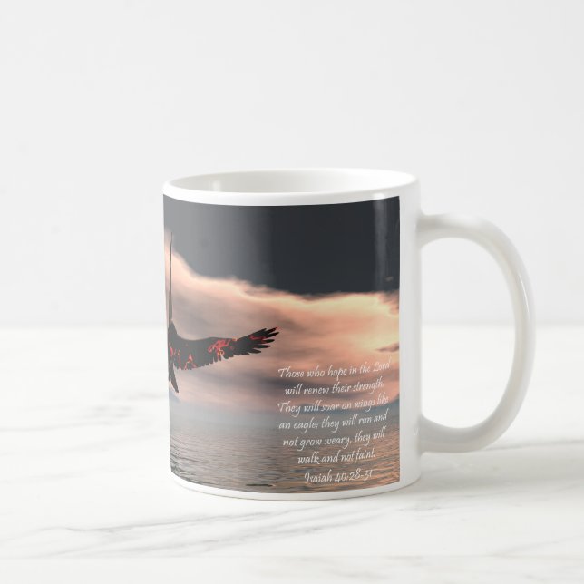 Bibel-Vers-Jesaja-40:28 - 31 mit Eagle Kaffeetasse (Rechts)
