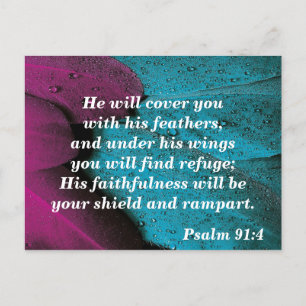 Bibel-Vers-Postkarte Psalm 91:4 Zuflucht Postkarte