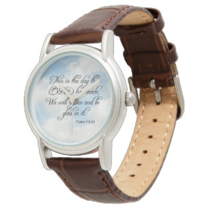 Bibel-Vers-Psalm 118-24 über Himmel-Armbanduhr Armbanduhr