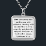 Bibel-Vers über Liebe für Heirat oder Hochzeit Versilberte Kette<br><div class="desc">Scripture über Liebe für Heirat oder Hochzeit vom Bibelvers "mit aller Bescheidenheit und Sanftheit,  mit Geduld,  Lager miteinander in der Liebe,  eifrig,  die Einheit des Geistes in der Bindung des Friedens beizubehalten.  Ephesians 4:2 - 3"</div>