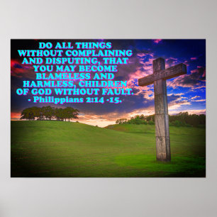 Bibel-Vers von Philippians-2:14 - 15. Poster