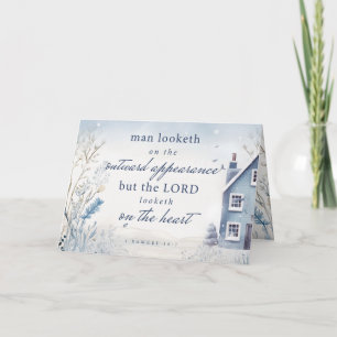 Bibel Verse 1 Samuel 16:7 Blaue Wasserfarbe Dankeskarte