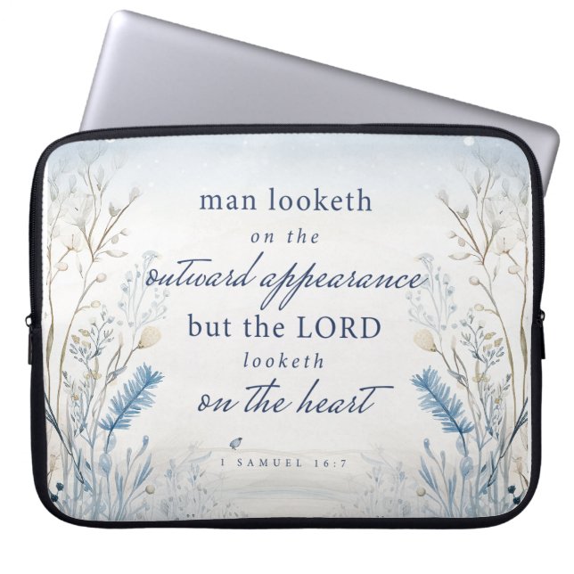 Bibel Verse 1 Samuel 16:7 Wasserfarbe Laptopschutzhülle (Vorderseite)