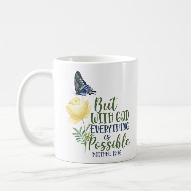 Bibel Verse aber mit Gott ist alles möglich Kaffeetasse (Links)