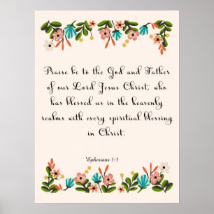 Bibel Verse Art - Ephesians 1:3 Poster