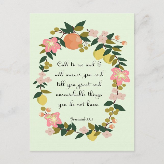 Bibel Verse Art - Jeremiah 33:3 Postkarte (Vorderseite)