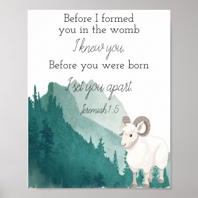 Bibel Verse Art Print Jeremiah 1:5 Poster (Vorne)
