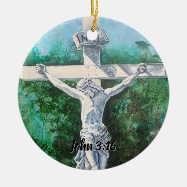 Bibel Verse Crucifix Keramik Ornament (Vorne)