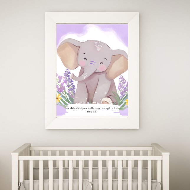 Bibel Verse Elephant Baby Kinderzimmer Kunst Fotodruck (Von Creator hochgeladen)