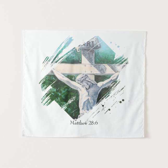 Bibel Verse Er ist der Risen Glaube Wandteppich (Vorderseite (Horizontal))