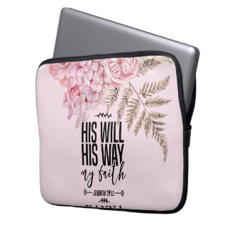 Bibel Verse Floral Pink Blush Electronics Bag Laptopschutzhülle