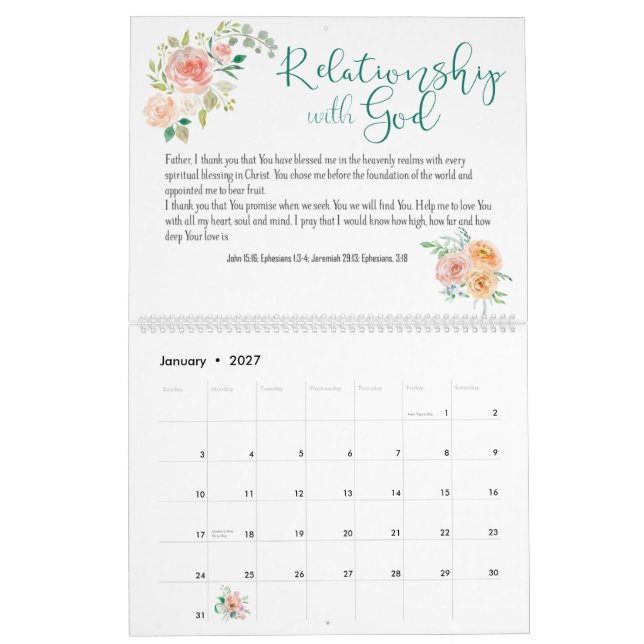 Bibel Verse Gebet florale Custom Kalender (Jan 2027)