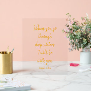 Bibel Verse Gott wird mit Ihnen in Gold Acrylschild