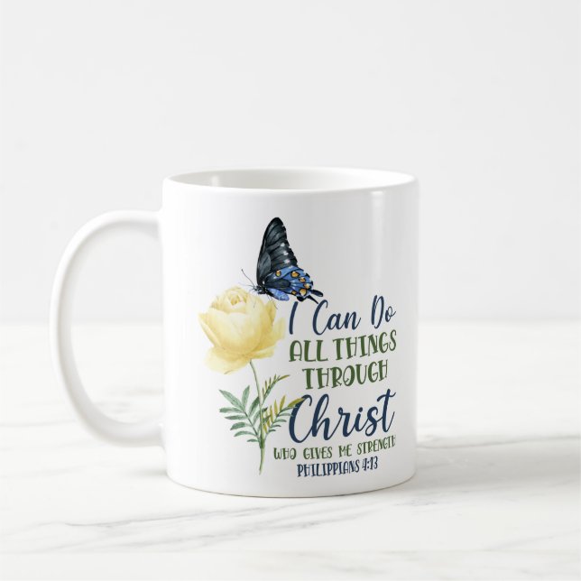 Bibel Verse Ich kann alles durch Christus tun Kaffeetasse (Links)