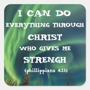 Bibel Verse Inspiration Zitat Northern Lights Quadratischer Aufkleber