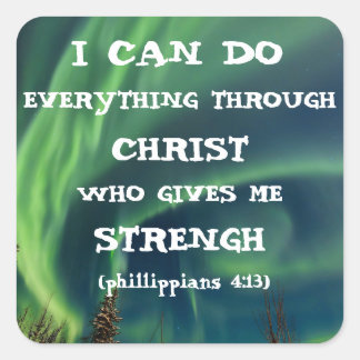 Bibel Verse Inspiration Zitat Northern Lights Quadratischer Aufkleber