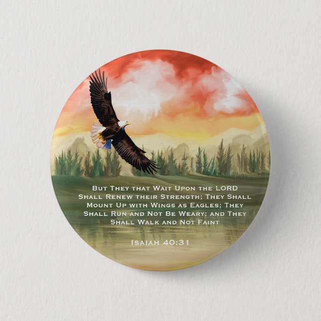Bibel Verse Isaiah 40: 31 Monte on Eagle Wings Button (Vorderseite)
