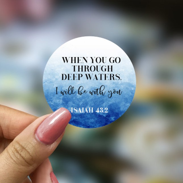 Bibel Verse Isaiah Blue Round Sticker (Von Creator hochgeladen)
