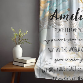 Bibel Verse, John 14:27 WIth Name, Boho Floral Fleecedecke