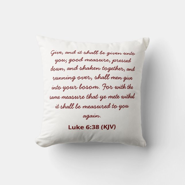 Bibel Verse Luke 6:38 (KJV) Weihnachtstypografie Kissen (Vorderseite)