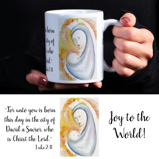 Bibel Verse Madonna und Kind Weihnachten Kaffeetasse (Von Creator hochgeladen)