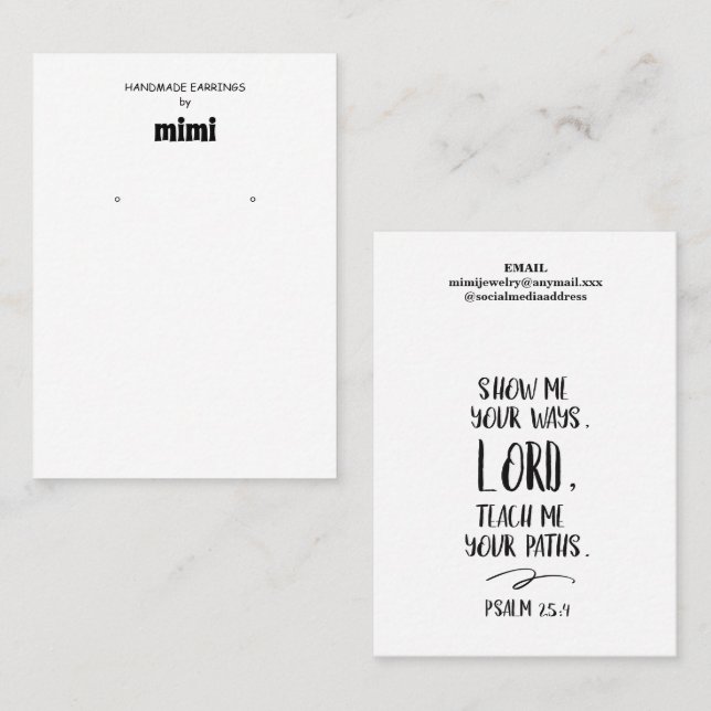 Bibel Verse Ohrring Display Business Card Visitenkarte (Vorne/Hinten)