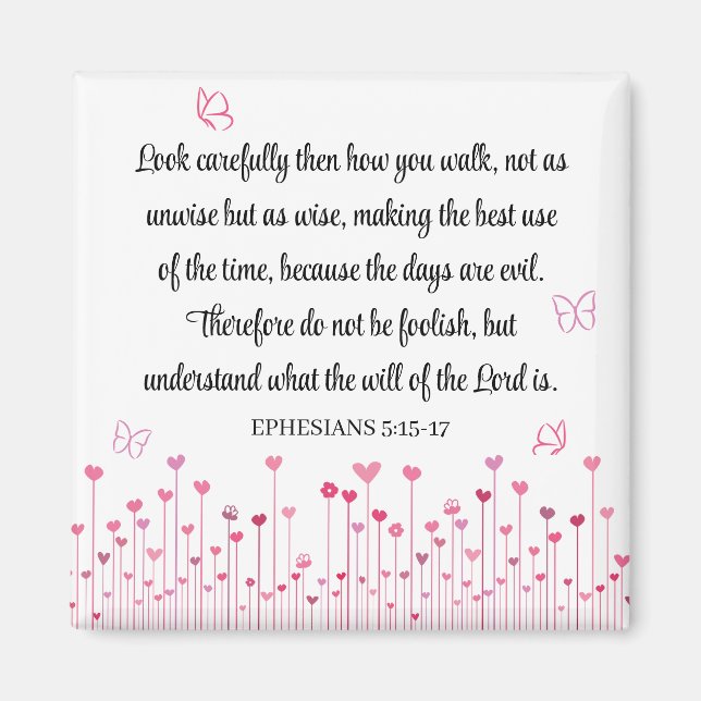 Bibel Verse Rosa Blume Herz Frauen Magnet (Vorne)