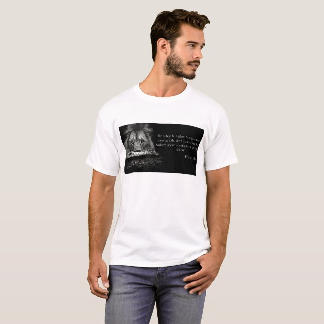 Bibel Verse Scripting 1 Peter 5:8 KJV Unisex T-Shirt (Vorne ganz)