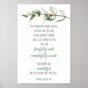 Bibel Verse Scripting Wall Art Green Eukalyptus Poster