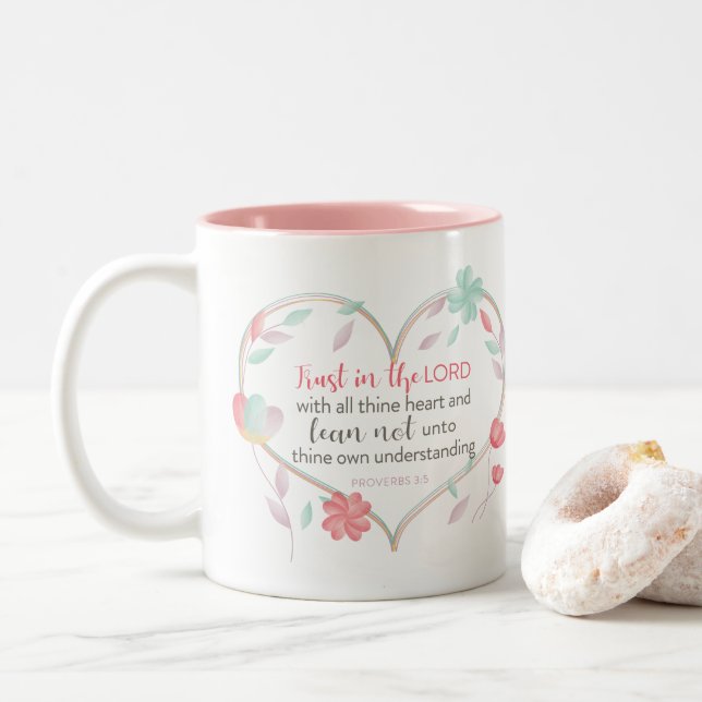 Bibel Verse Sprichwörter 3:5 Herz-Tasse Zweifarbige Tasse (Mit Donut)