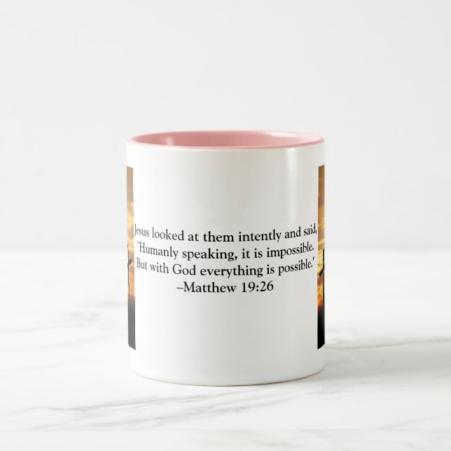 Bibel Verse Tasse Pink - Matthew 19:26 (Mittel)