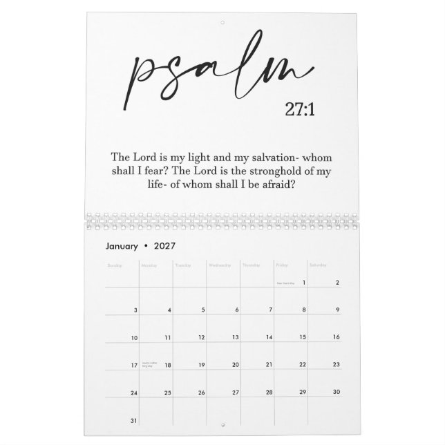 Bibel Verse Zwei Seiten Medium Weißer Kalender (Jan 2027)