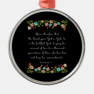 Bibel versifiziert Kunst - Deuteronomy 7:9 Silbernes Ornament