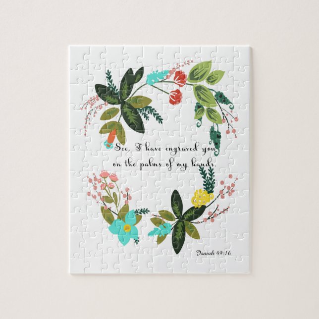Bibel versifiziert Kunst - Jesaja-49:16 Puzzle (Vertikal)