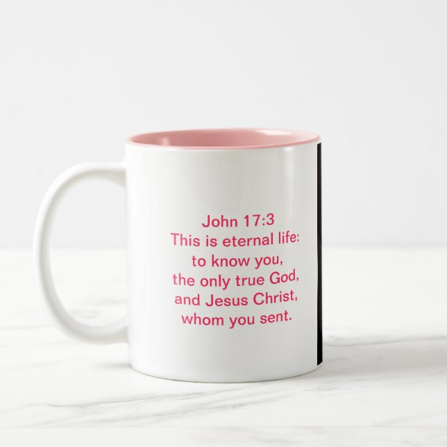Bibel-Versscripture-Foto-Tasse mit Afrikaner Viole Zweifarbige Tasse (Links)