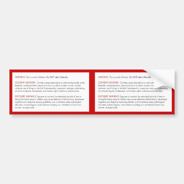 Bibel-warnender Aufkleber Autoaufkleber (Vorne)