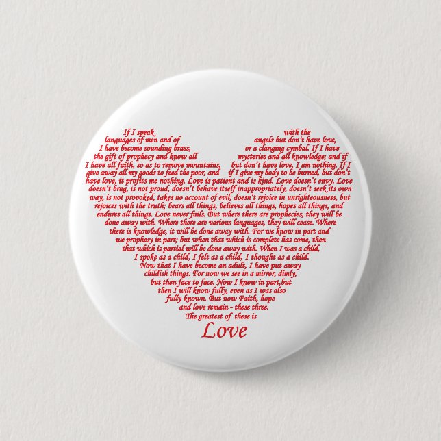 Bibel Zitat 1 Korinther 13 Liebe Kunst, Kunst und  Button (Vorderseite)