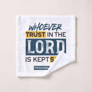 Bibel-Zitat Kunst - Sprüche 29:25 Vertrauen in Got Waschlappen