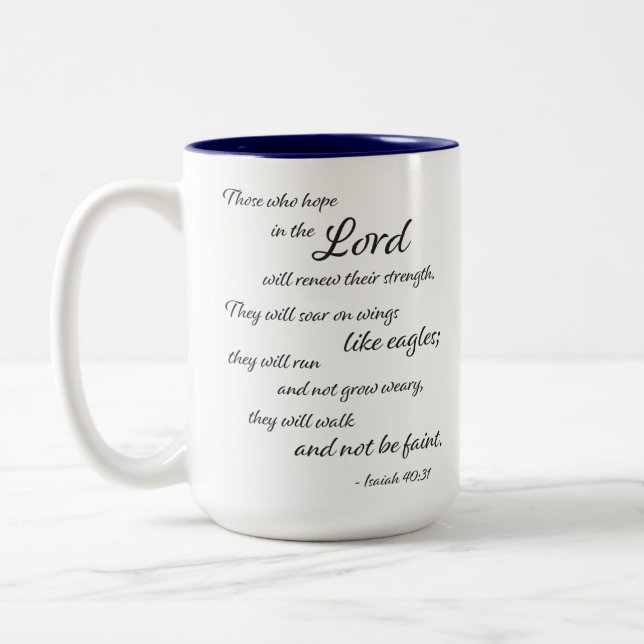 Bibelangebot - Isaiah 40:31 - Zweifarbige Tasse (Links)